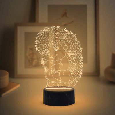 3D Illusion Baby Echidna Porcupines Night Lamp with Warm White Color Birthday Gifts for Kids